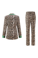 Load image into Gallery viewer, 2 Piece Coffee Peak Lapel Leopard Women Prom Suits