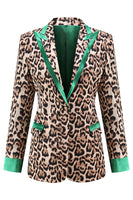 Load image into Gallery viewer, 2 Piece Coffee Peak Lapel Leopard Women Prom Suits