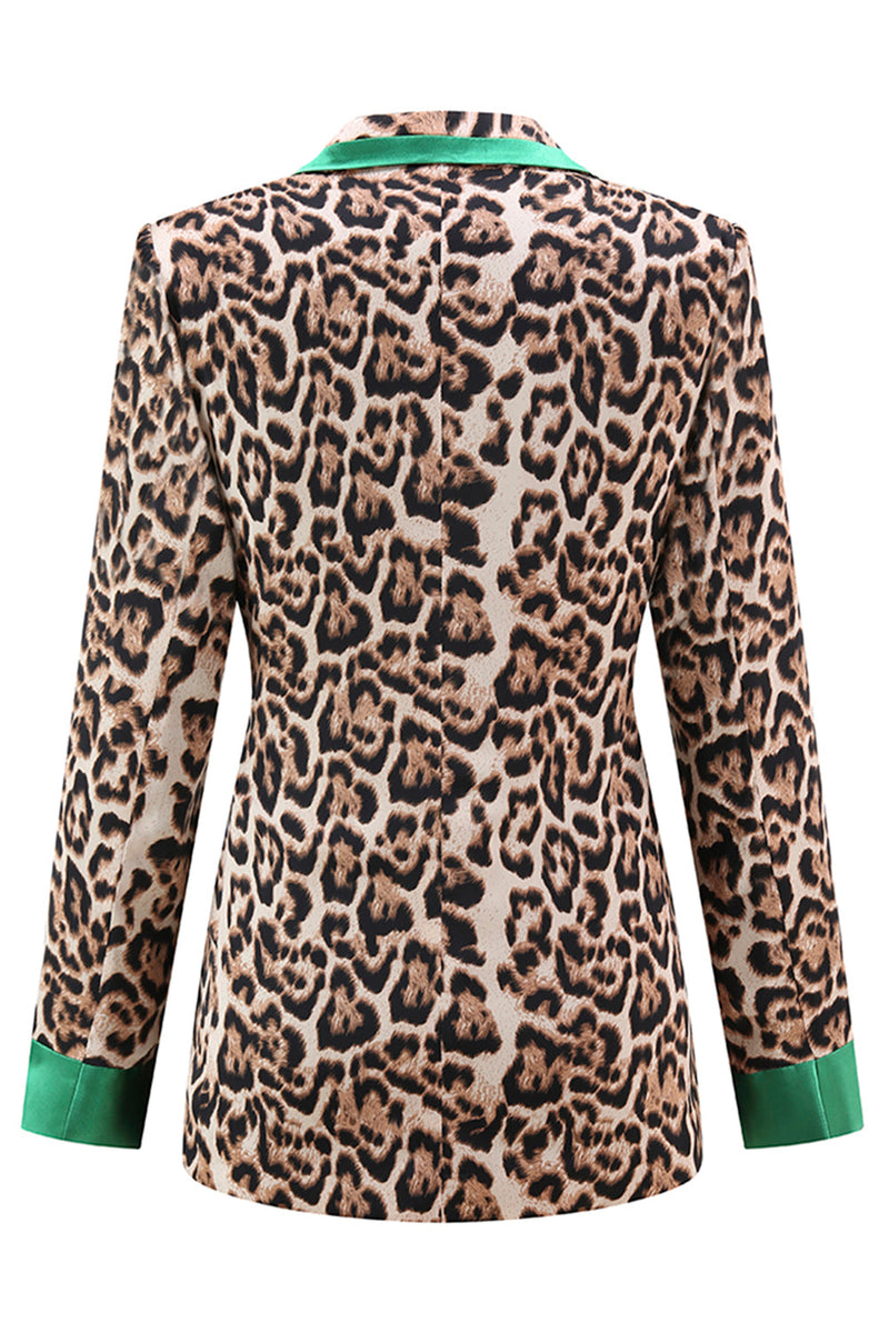 Load image into Gallery viewer, 2 Piece Coffee Peak Lapel Leopard Women Prom Suits