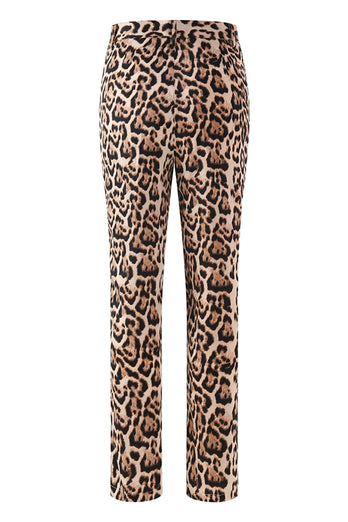 2 Piece Coffee Peak Lapel Leopard Women Prom Suits