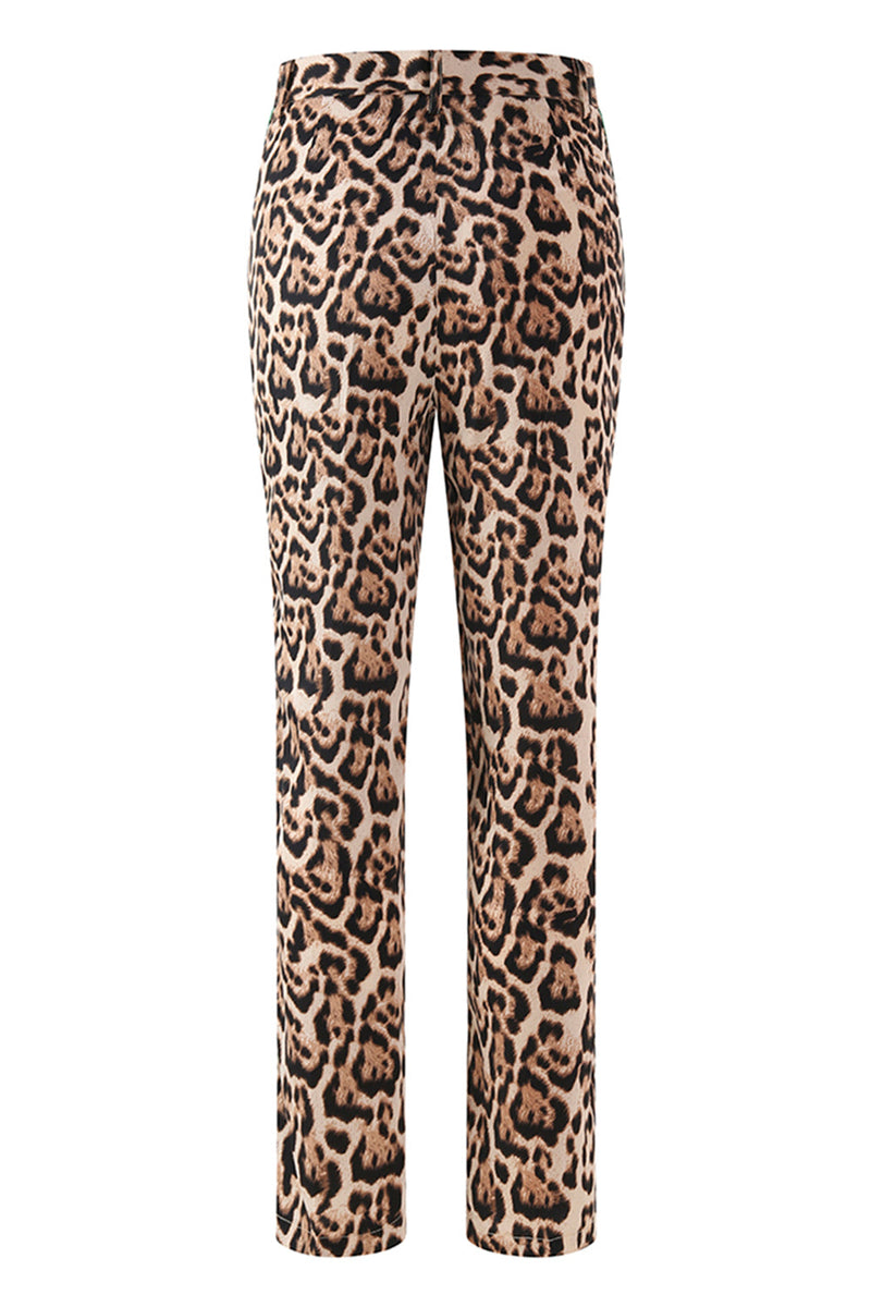 Load image into Gallery viewer, 2 Piece Coffee Peak Lapel Leopard Women Prom Suits