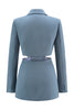 Load image into Gallery viewer, 2 Piece Grey Blue Notched Lapel Cut Out Women Prom Suits