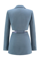 Load image into Gallery viewer, 2 Piece Grey Blue Notched Lapel Cut Out Women Prom Suits