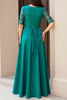 Load image into Gallery viewer, Pine Chiffon Boat Neck Sheath Long Wedding Guest Dress with Sleeves