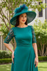 Load image into Gallery viewer, Pine Chiffon Boat Neck Sheath Long Wedding Guest Dress with Sleeves