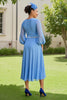 Load image into Gallery viewer, Light Blue Chiffon V-Neck A Line Long Wedding Guest Dress with Beading