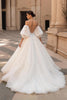 Load image into Gallery viewer, Ivory Spaghetti Straps Tulle Sweep Train Wedding Dress with Lace