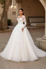 Load image into Gallery viewer, Ivory Tulle Ball Gown Sweep Train Wedding Dress with Sleeves