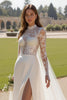 Load image into Gallery viewer, Ivory Long Sleeves High Neck Sweep Train Wedding Dress with Slit
