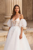 Load image into Gallery viewer, Ivory Spaghetti Straps Ball Gown Sweep Train Wedding Dress with Lace