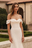 Load image into Gallery viewer, Simple Ivory Off the Shoulder Mermaid Sweep Train Wedding Dress