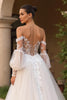 Load image into Gallery viewer, Ivory Tulle Off the Shoulder Sweep Train Wedding Dress with Sleeves