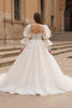 Load image into Gallery viewer, Ivory Sweep Train Ball Gown Tulle Wedding Dress with Sleeves