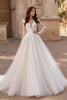 Load image into Gallery viewer, Ivory V-Neck Ball Gown Sweep Train Tulle Wedding Dress with Lace