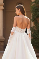 Load image into Gallery viewer, Ivory Sweetheart Ball Gown Sweep Train Wedding Dress with Lace