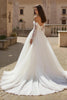Load image into Gallery viewer, Ivory Ruched Long Sleeves Sweep Train Wedding Dress with Lace