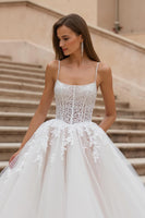 Load image into Gallery viewer, Ivory Ball Gown Corset Sweep Train Wedding Dress with Lace