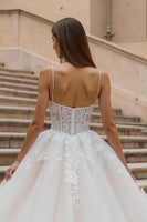 Load image into Gallery viewer, Ivory Ball Gown Corset Sweep Train Wedding Dress with Lace
