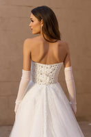 Load image into Gallery viewer, Sweetheart Ivory Corset Sweep Train Wedding Dress with Lace