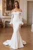 Load image into Gallery viewer, Ruffled Ivory Sweep Train Mermaid Wedding Dress with Lace