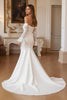 Load image into Gallery viewer, Ruffled Ivory Sweep Train Mermaid Wedding Dress with Lace