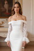 Load image into Gallery viewer, Ruffled Ivory Sweep Train Mermaid Wedding Dress with Lace