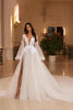 Load image into Gallery viewer, Ivory Deep V-Neck Backless Long Sleeves Wedding Dress with Lace