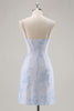 Load image into Gallery viewer, Light Blue Floral Ruched Tight Short Corset Prom Dress