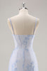 Load image into Gallery viewer, Light Blue Floral Ruched Tight Short Corset Prom Dress