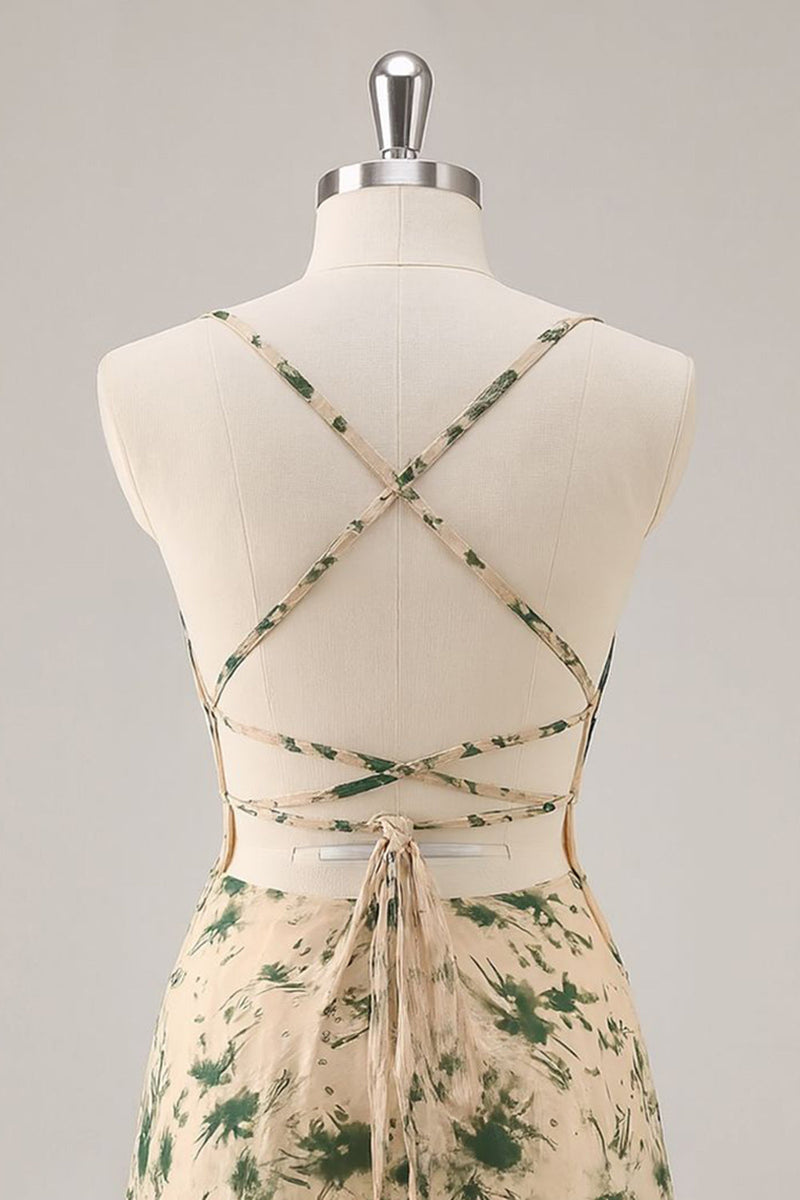 Load image into Gallery viewer, Champagne Ruched Floral Short Prom Dress with Ruffles