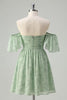 Load image into Gallery viewer, Sage Green Off the Shoulder Short Floral Prom Dress with Ruffles