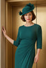 Load image into Gallery viewer, Pine Chiffon Round Neck Sheath Long Mother of the Bride Dress with Slit