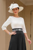 Load image into Gallery viewer, Black Chiffon A Line Boat Neck Midi Mother of the Bride Dress with Sleeves