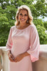 Load image into Gallery viewer, Candy Pink Chiffon Sheath Round Neck Long Mother of the Bride Dress with Sleeves