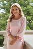 Load image into Gallery viewer, Candy Pink Chiffon Sheath Round Neck Long Mother of the Bride Dress with Sleeves