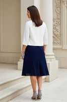 Load image into Gallery viewer, 2 Piece Navy Chiffon A Line Pleated Midi Mother of the Bride Dress with Sleeves