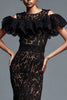 Load image into Gallery viewer, Black Mermaid Lace Cold Shoulder Long Formal Dress with Ruffles