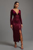 Load image into Gallery viewer, Sparkly Burgundy Sequins Sheath Long Sleeves Formal Dress with Slit