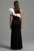 Load image into Gallery viewer, Black and White Ruffled One Shoulder Long Formal Dress