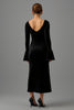 Load image into Gallery viewer, Black Sheath V Neck Velvet Long Formal Dress with Sleeves
