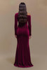 Load image into Gallery viewer, Burgundy Satin One Shoulder Long Sleeves Formal Dress with Slit