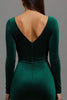 Load image into Gallery viewer, Dark Green Velvet Mermaid Long Sleeves Holiday Party Dress