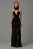 Load image into Gallery viewer, Black V Neck Sheath 3D Flowers Long Formal Dress with Lace
