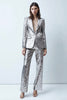 Load image into Gallery viewer, 2 Piece Sparkly Silver Wide Leg Sequins Women Prom Suits