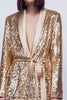 Load image into Gallery viewer, Sparkly Gold 2 Piece Sequins Women Prom Suits with Sash