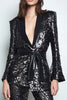 Load image into Gallery viewer, Sparkly 2 Piece Sequins Black Women Prom Suits with Sash