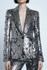 Load image into Gallery viewer, 2 Piece Sequins Sparkly Silver Gray Women Prom Suits with Pockets