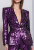 Load image into Gallery viewer, 2 Piece Sequins Sparkly Dark Purple Women Prom Suits with Sleeves