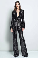 Load image into Gallery viewer, Sparkly Black Shawl Lapel Sequins 2 Piece Women Prom Suits