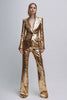 Load image into Gallery viewer, 2 Piece Sparkly Gold Peak Lapel Sequins Women Prom Suits